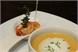 Paprika cream soup with shrimp