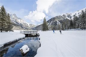 Cross country skiing track on the Lake Antholz