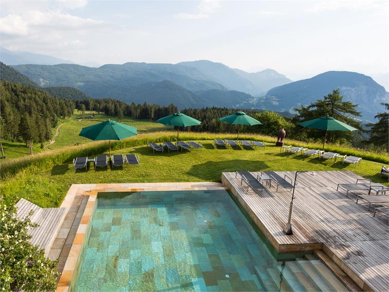Pool with panoramic view at Zirmerhof