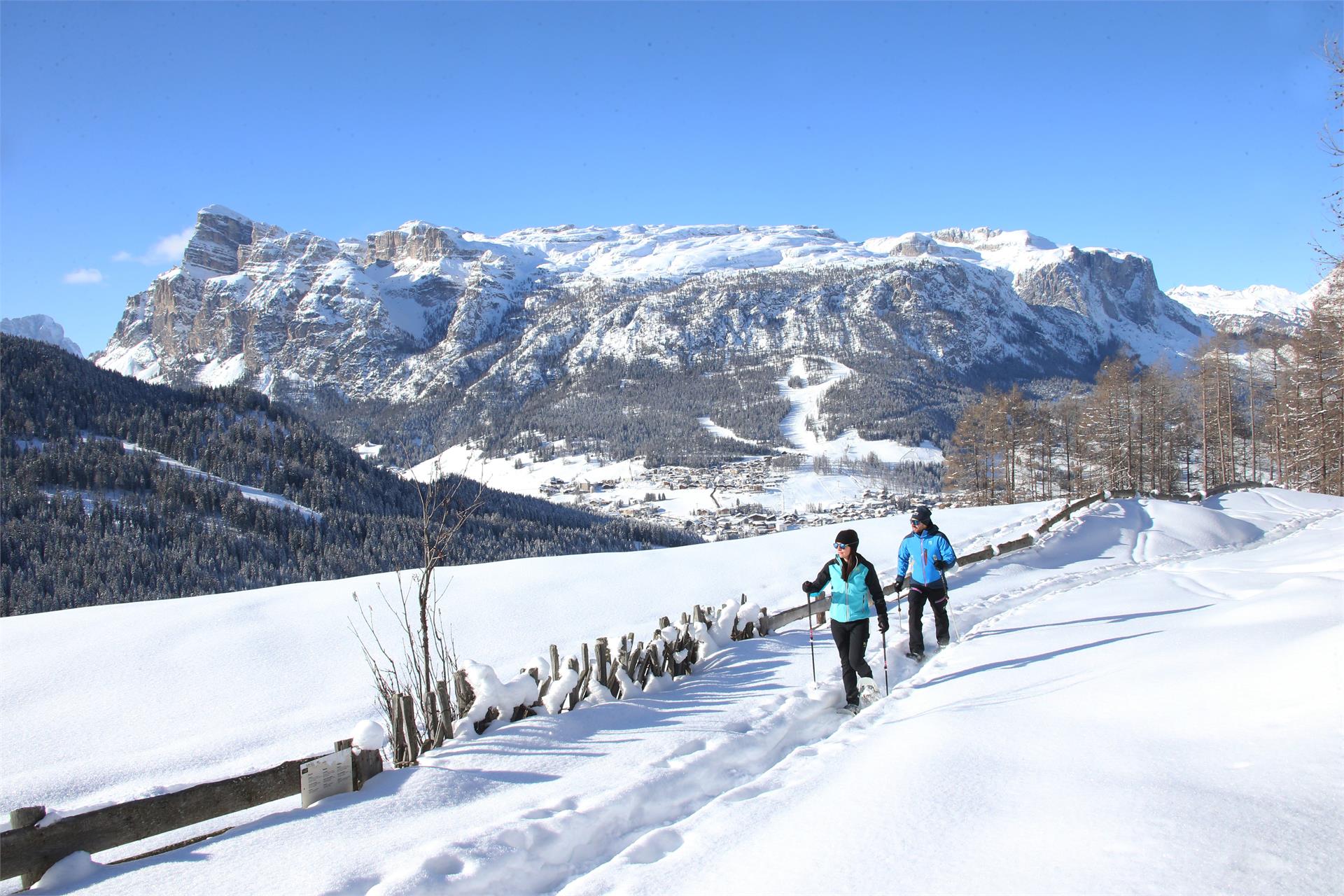 Escursione invernale lungo il sentiero dei larici a San Cassiano