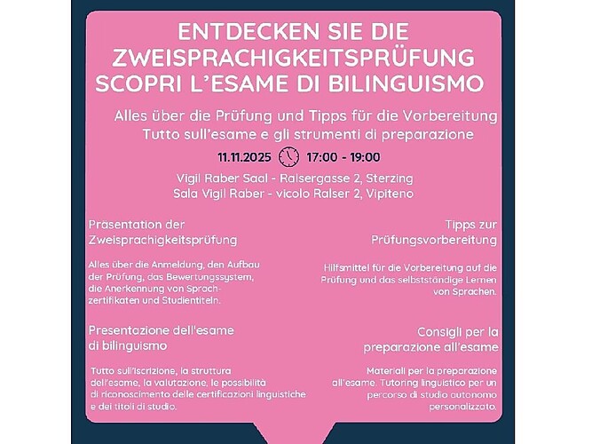 Informati sull’esame di bilinguismo!