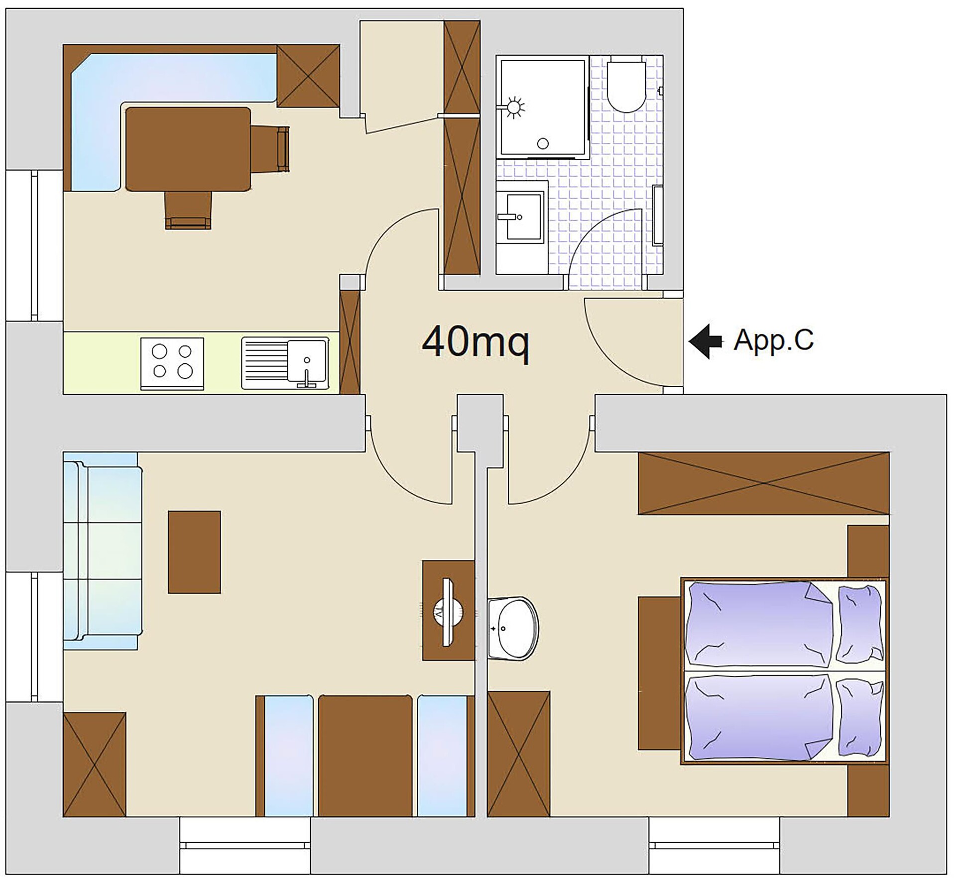 Apartment for 2/4 people